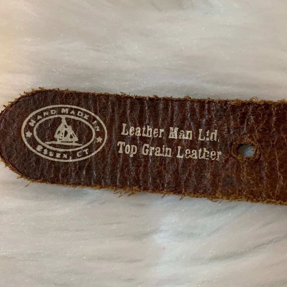 Leather Man Ltd. Belt with shells, seahorse, starfish, etc. Size 30